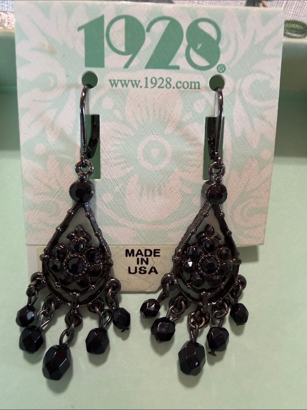 1928 Gunmetal Black Chandelier Earrings